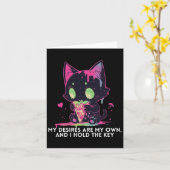 欲望は私の勝手で、私は鍵・ストイック猫を飼っている カード (黄色い花)