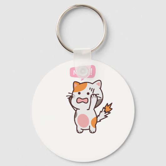 欲求不満のかわいい猫デザイン | 買今 キーホルダー (正面)