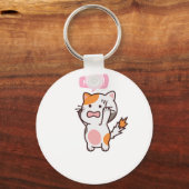 欲求不満のかわいい猫デザイン | 買今 キーホルダー (正面)