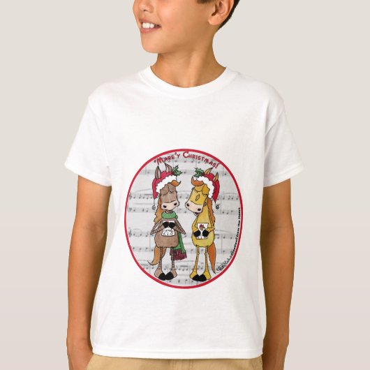 歌い歌う馬 – 「マーレ」クリスマス Tシャツ (正面)