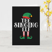 歌うエルフの面白いクリスマス カード (黄色い花)