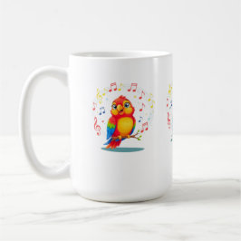 **歌うオウム - かわいいオウムの歌唱イラスト コーヒーマグカップ