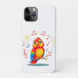 **歌うオウム – かわいいオウムの歌唱イラスト iPhone 11 PROケース