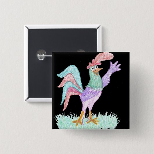 歌うオンドリ 缶バッジ (正面&裏面)