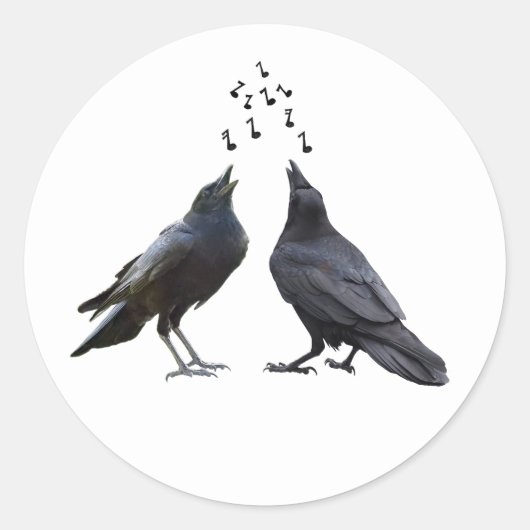 歌うカラスのステッカー ラウンドシール (正面)