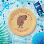 歌うキャピバラパーソナライズされた誕生日の漫画 ペーパープレート (パーティー)