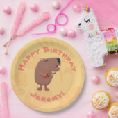 歌うキャピバラパーソナライズされた誕生日の漫画 ペーパープレート (パーティー)