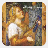歌うクリスマス天使の音楽の古い羊皮紙 スクエアシール (正面)