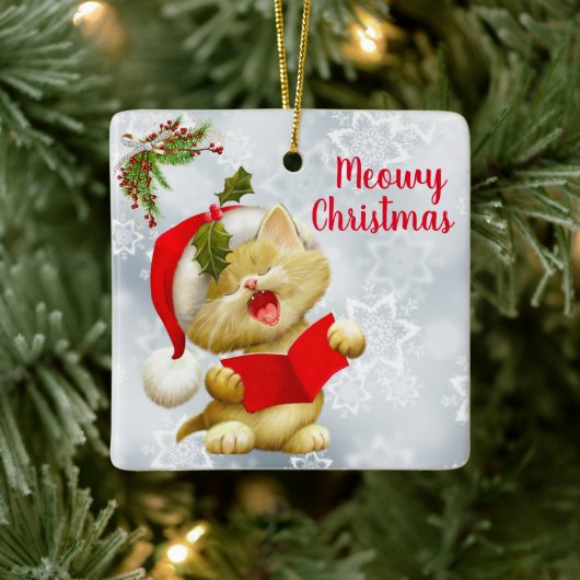 歌うクリスマス猫のオーナメント セラミックオーナメント (ツリー)