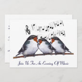 歌うツバメ：鳥：音楽イベント招待状 招待状 (正面/裏面)