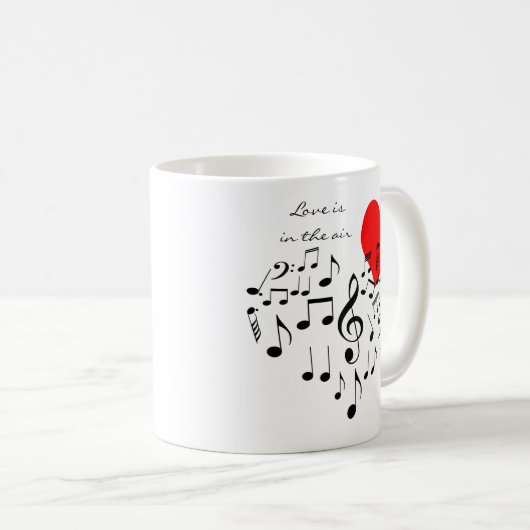 歌うハートの愛は空中にあるおもしろい コーヒーマグカップ (正面右)