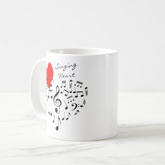 歌うハートの愛は空中にあるおもしろい コーヒーマグカップ (正面左)