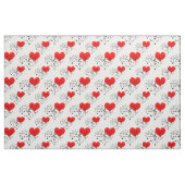 歌うハートパターン。赤いハート、黒いメモ ファブリック (ファットクウォーター)