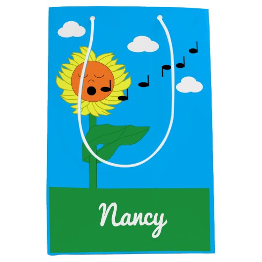 歌うヒマワリ: ミディアムペーパーバッグ (正面)