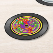 歌うピーマンとサボテンのレコード ラウンドペーパーコースター (アングル)
