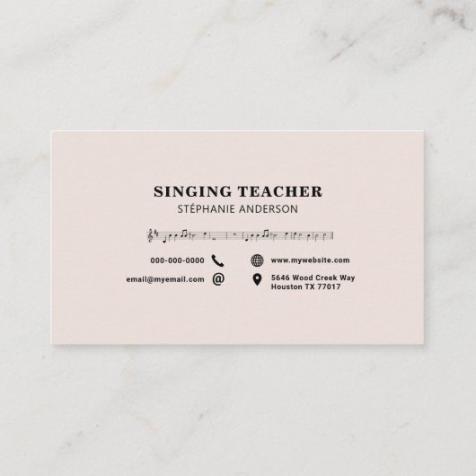 歌う先生 – ミュージックシート 名刺 (裏面)