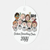 歌う子供の学校の教会の合唱音楽先生 メタルオーナメント (正面左)