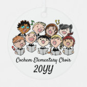 歌う子供の学校の教会の合唱音楽先生 メタルオーナメント (正面)