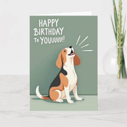 歌う子犬の誕生日カード カード (正面)