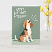 歌う子犬の誕生日カード カード (黄色い花)