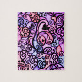 歌う心拍ステンドグラスのスタイル ジグソーパズル (縦)