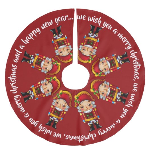 歌う深紅色のくるみ割り ブラッシュドポリエステルツリースカート (正面)