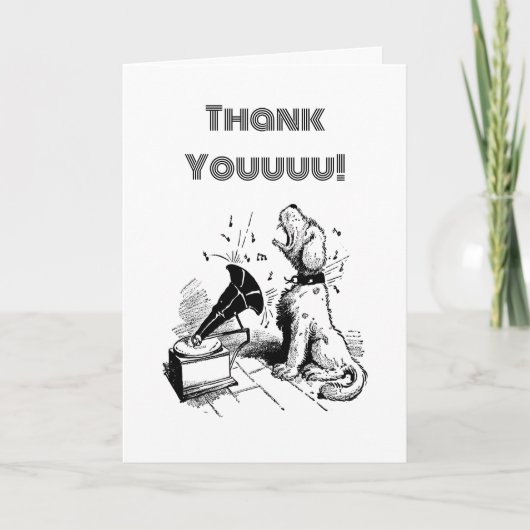 歌う犬ありがとう，カスタムグリーティング，かわいいカード サンキューカード (正面)