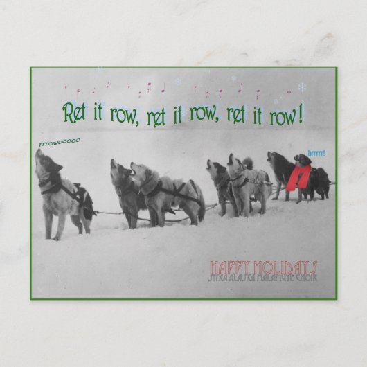 歌う犬ぞり:アラスカのマラムート合唱団 ポストカード (正面)