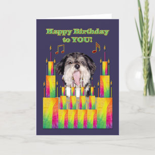 歌う犬のお誕生日ケーキ カード