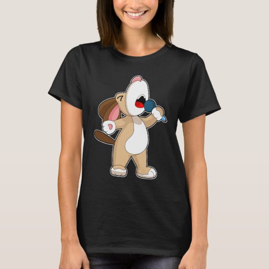 歌う犬のマイク Tシャツ (正面)