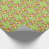 歌う犬の芸術は幸せな休日クリスマス ラッピングペーパー (角)