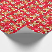 歌う犬の芸術幸せなhowlidaysのクリスマス ラッピングペーパー (角)