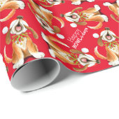 歌う犬の芸術幸せなhowlidaysのクリスマス ラッピングペーパー (ロールコーナー)