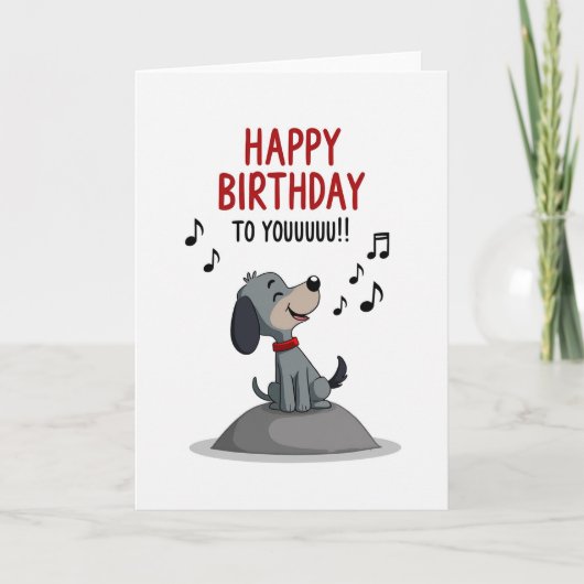 歌う犬の誕生日カード カード (正面)