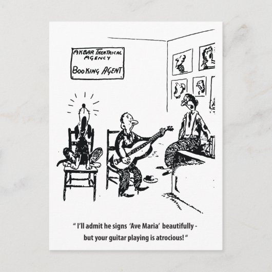 歌う犬、ユーモアのあるヴィンテージ ポストカード (正面)