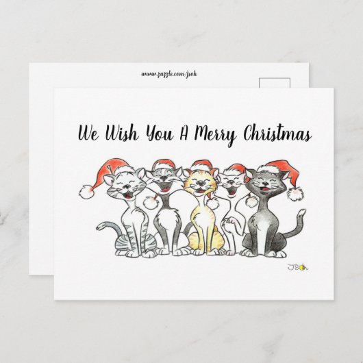 歌う猫たちのメリークリスマスカード ポストカード (正面/裏面)