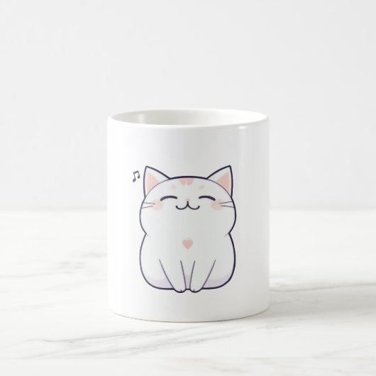 歌う猫と音符のかわいいデザイン コーヒーマグカップ (中央)