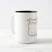 歌う猫と音符のかわいいデザイン ツートーンマグカップ (正面左)
