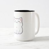 歌う猫と音符のかわいいデザイン ツートーンマグカップ (正面右)