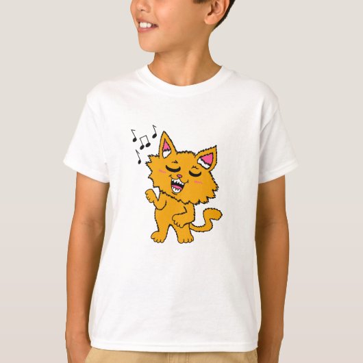 歌う猫の子供服シャツ Tシャツ (正面)