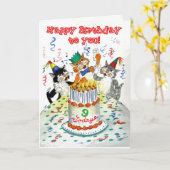 歌う猫カスタムの誕生日 カード (黄色い花)