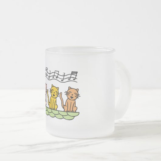 歌う猫Tシャツおよびギフト フロストグラスマグカップ (正面右)