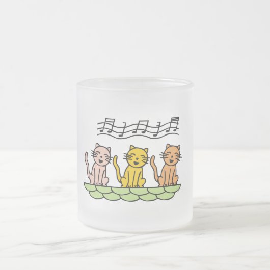 歌う猫Tシャツおよびギフト フロストグラスマグカップ (中央)