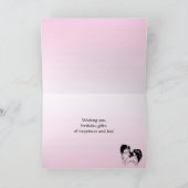 歌う白黒犬のピンクのバースデー・カード カード (内部)