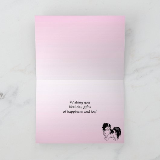 歌う白黒犬のピンクのバースデー・カード カード (内部)