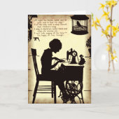 歌う裁縫レディヴィンテージ妖精の詩 カード (黄色い花)