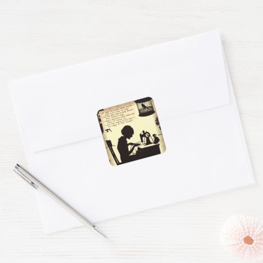 歌う裁縫レディヴィンテージ妖精の詩 スクエアシール (封筒)