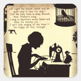歌う裁縫レディヴィンテージ妖精の詩 スクエアシール