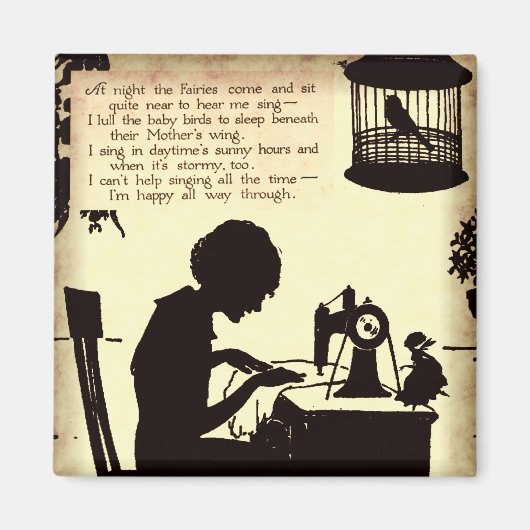 歌う裁縫レディヴィンテージ妖精の詩 マグネット (正面)
