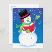 歌う雪だるまのクリスマスキャロル音楽郵便はがき シーズンポストカード (正面/裏面)